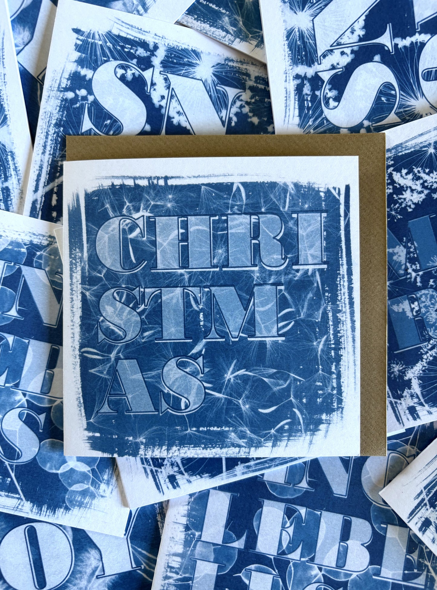 Christmas Text - Cyanotype - Pack of 10