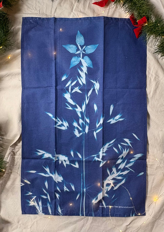 Geranium & Grass Tree - Cyanotype - Tea Towel